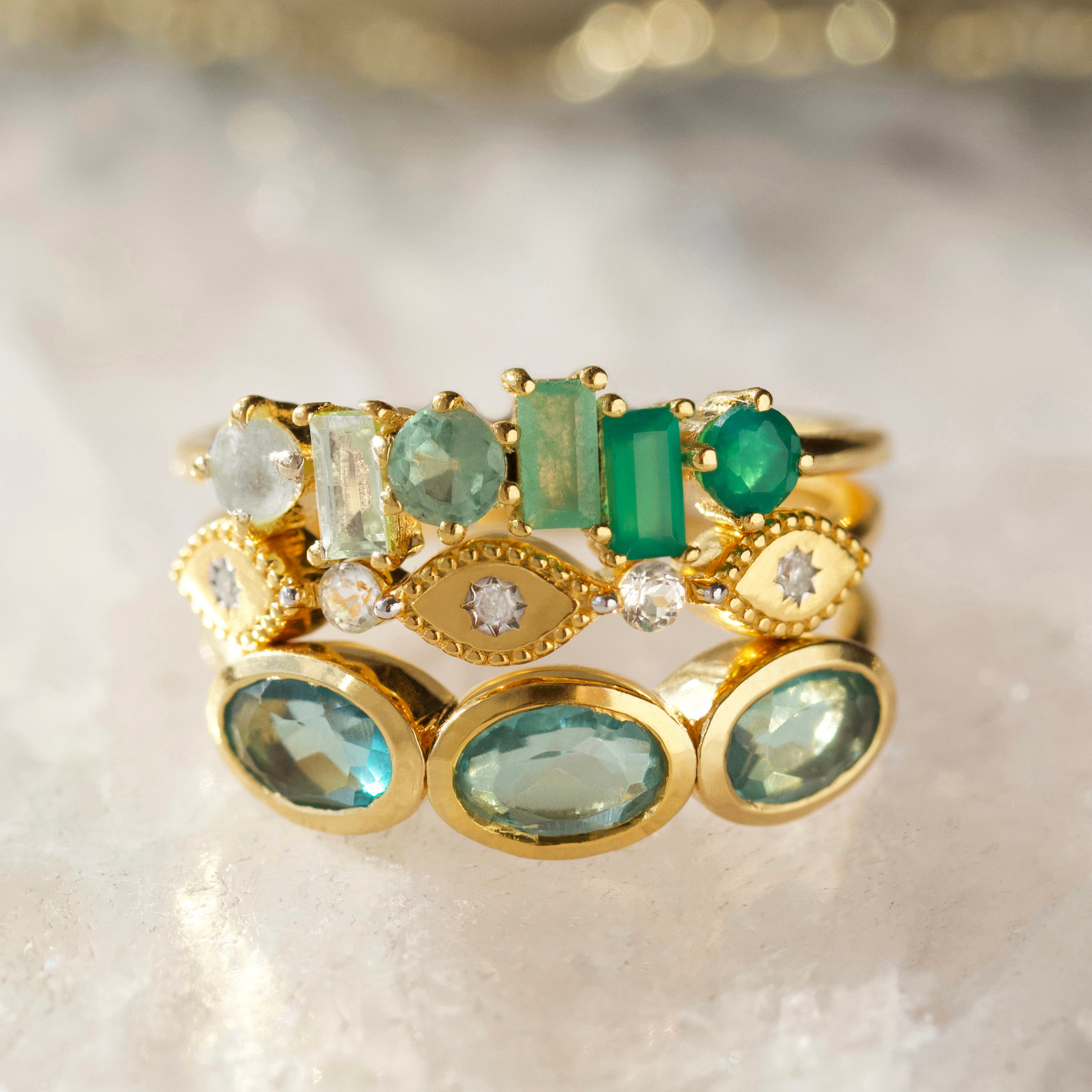 Green Gemstone Ombre Ring - Elegant Handmade Jewelry for Women | Perfect for Weddings, Parties & Everyday Wear