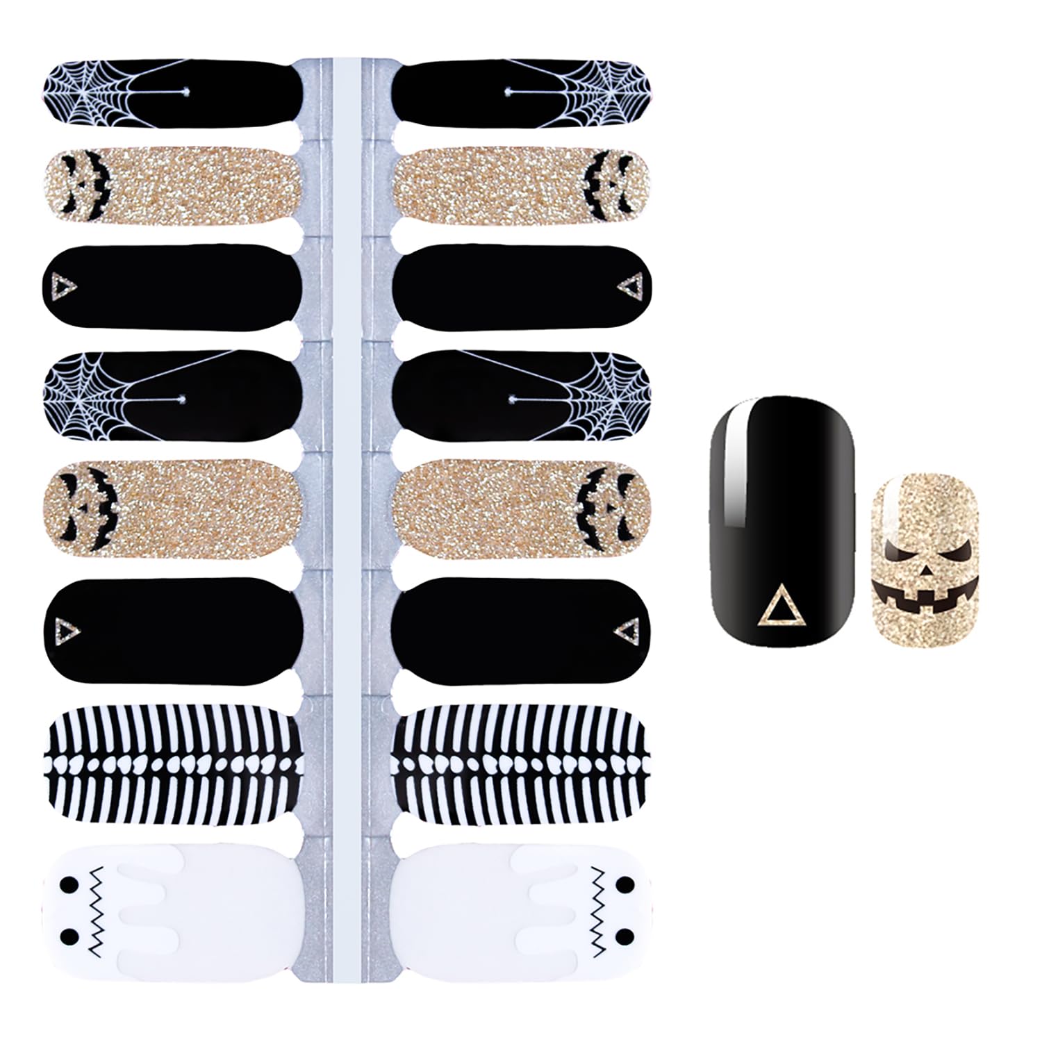 SILPECWEE Halloween Nail Wraps for Women - 5 Sheets Self Adhesive Nail Polish Strips with Skull & Ghost Designs, Includes 1 Nail File | Perfect for Halloween Parties, Costume Nails & Holiday Nail Art