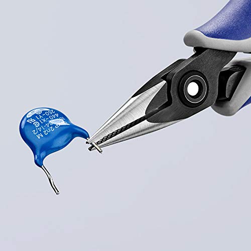 KNIPEX Electronics Pliers - Half Round Tip Precision Pliers with Cross-Hatched Grips for Electronics Repair, Jewelry Making & Crafting | Professional Wire Cutting & Bending Tool