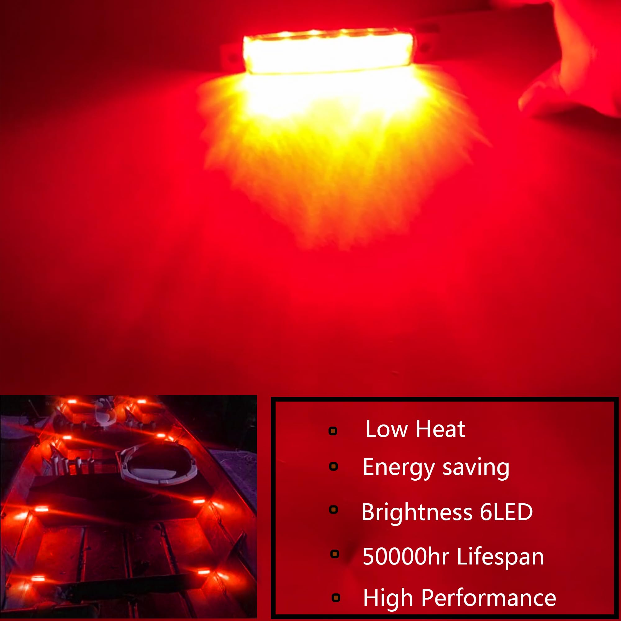 12V Waterproof Marine Boat Lights - Red LED Interior Navigation Lights for Deck, Transom, Cockpit, Bow & Stern | Perfect for Kayaks, Yachts, Fishing Boats, Pontoons & Sailboats (10-Pack) | Ideal for Night Fishing, Boating Safety & Deck Illumination
