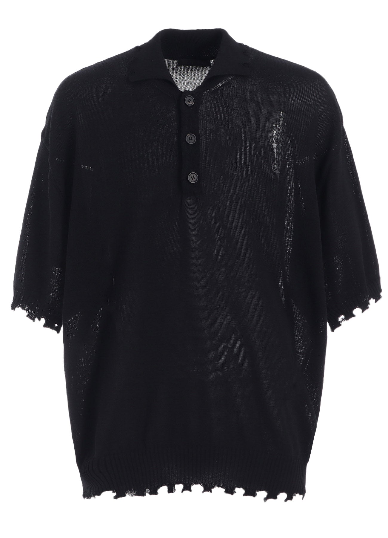 Compact Twist 10g Damaged Knitted Polo Shirt for Men - Lightweight Breathable Casual Top for Summer, Streetwear & Office Wear