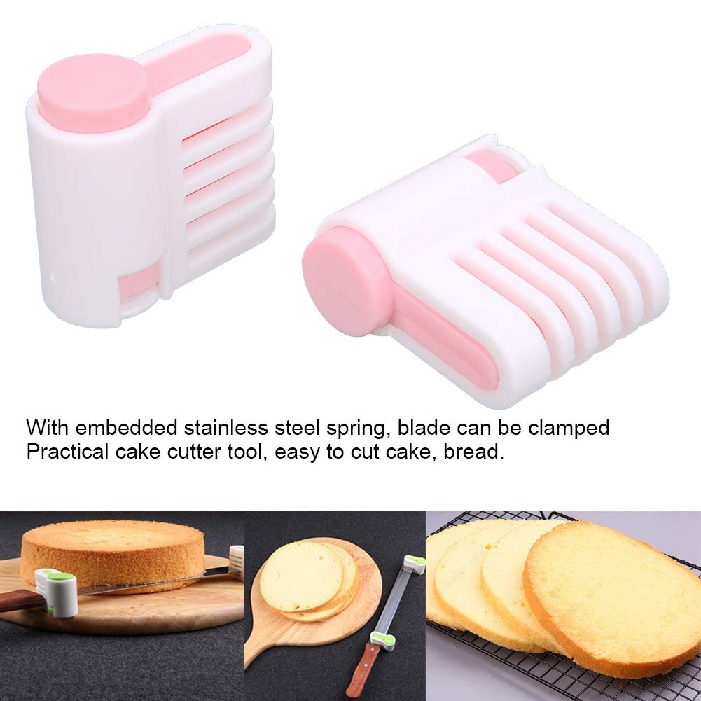 2Pcs Bread Slicers - Stainless Steel Cake & Toast Cutting Knife with Guide for Perfect Even Slices - Kitchen Baking Tools (Pink) - Ideal for Homemade Bread, Pastries, Sandwiches and Party Platters