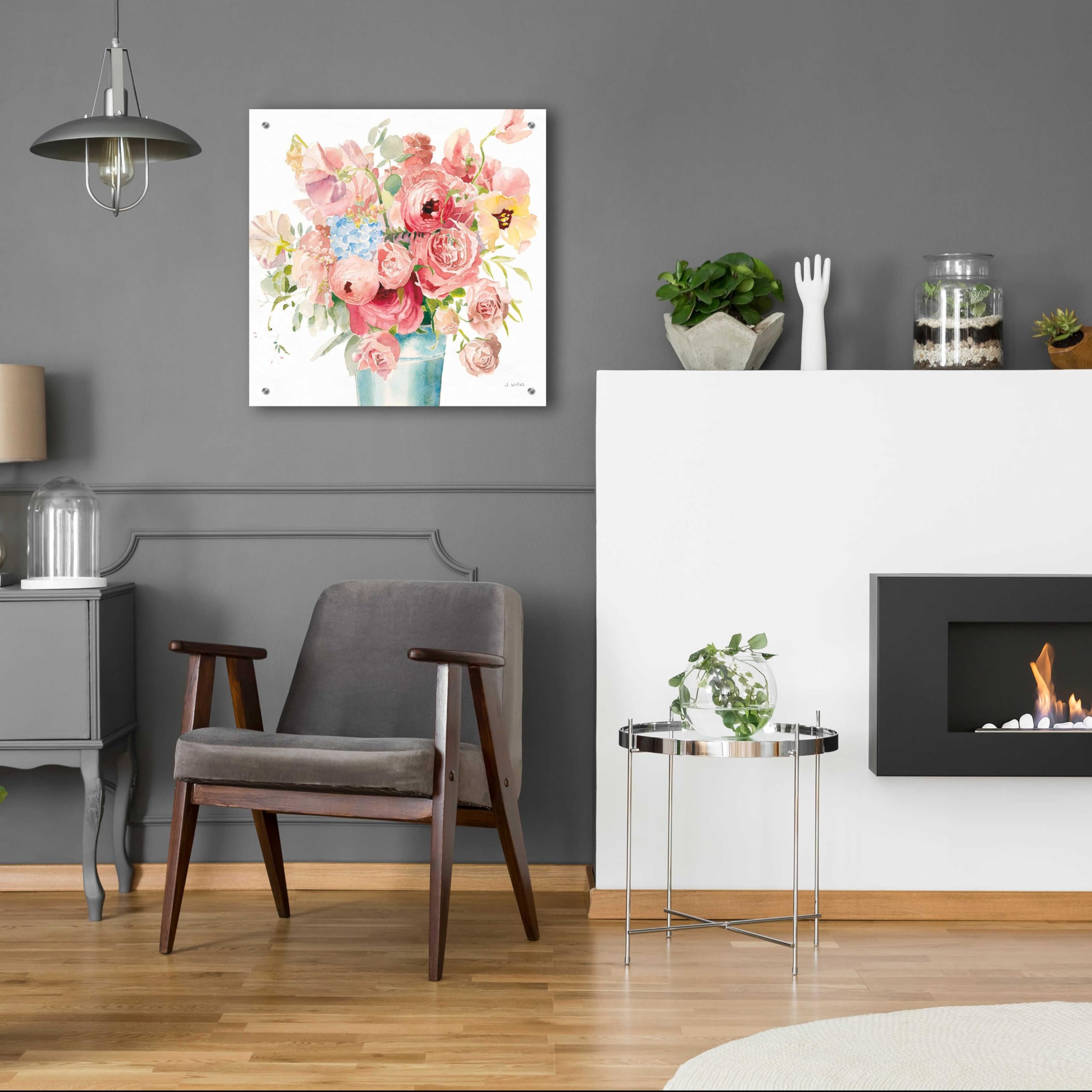 Boho Bouquet VII Acrylic Glass Wall Art by James Wiens - 24x24 Inch Modern Abstract Painting for Living Room, Bedroom & Office Decor