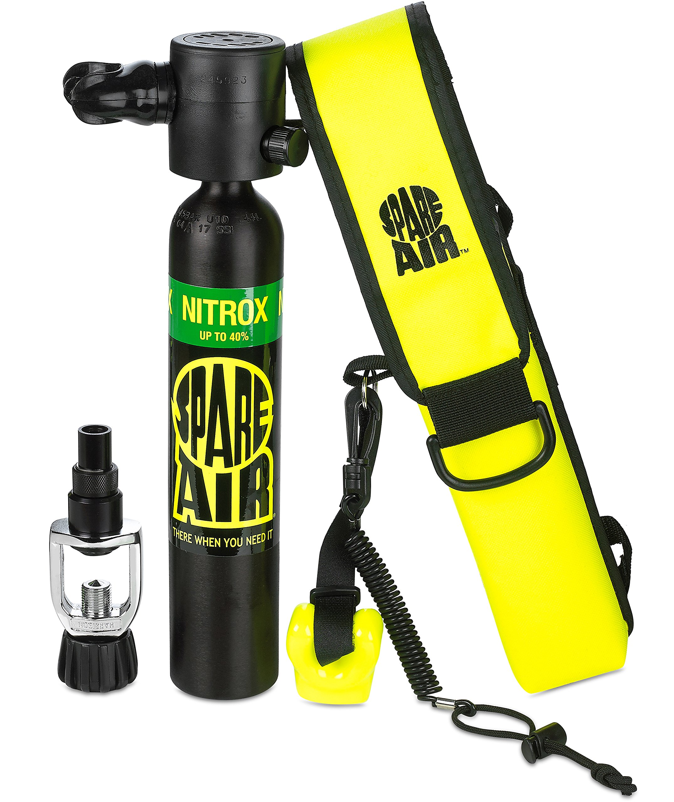 Spare Air Mini Scuba Tank - 3.0 cu ft Nitrox Oxygen Dive Cylinder - Compact Emergency Backup Diving Equipment with Holster, Leash & Refill Adapter | Perfect for Emergency Underwater Breathing, Scuba Diving Safety Gear, and Recreational Diving Accessories
