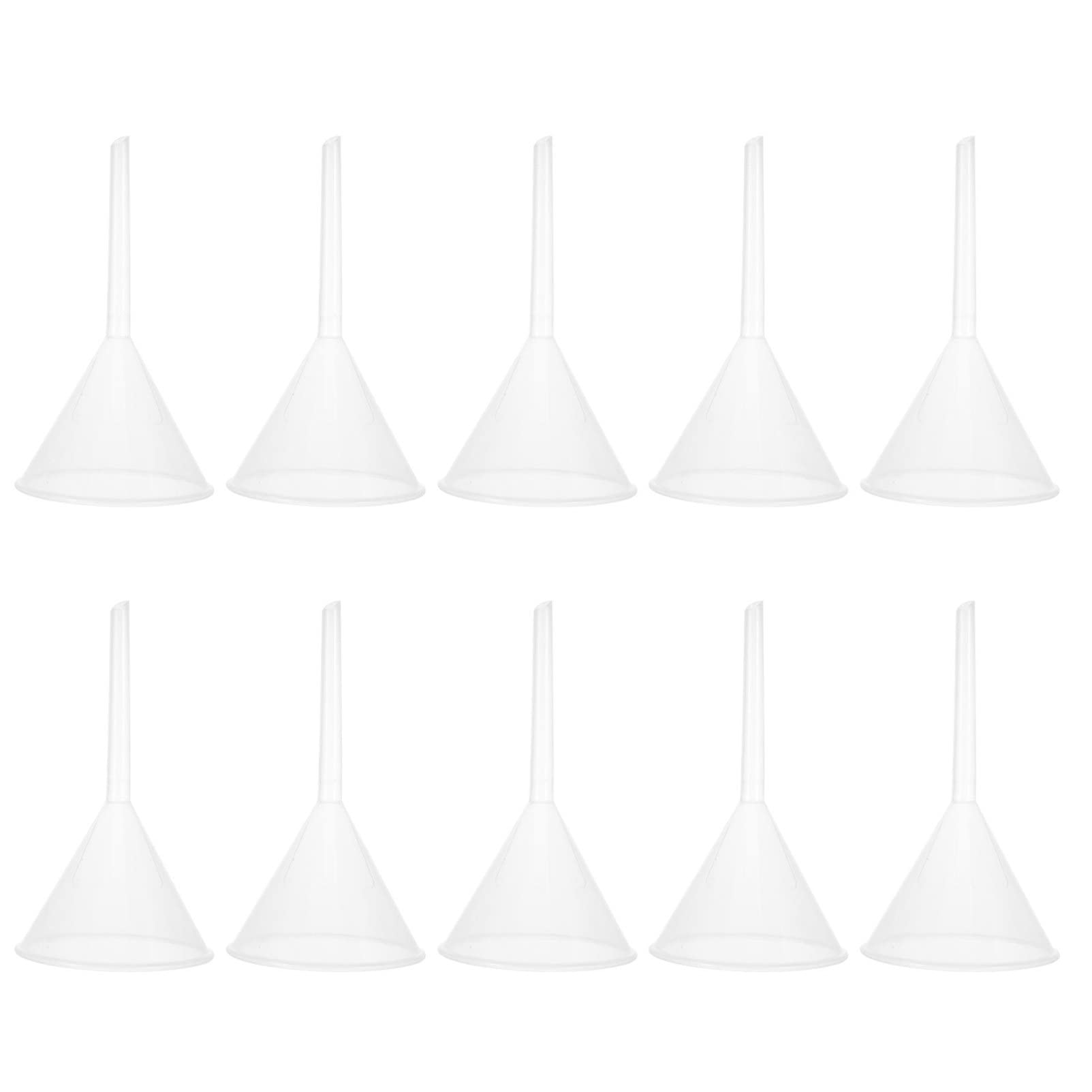 90mm Plastic Laboratory Funnel - 10 Pack Clear Transparent Triangle Funnels for Science Experiments, Filtering, Filling & Lab Use - Perfect for Chemistry, Home Brewing & DIY Projects