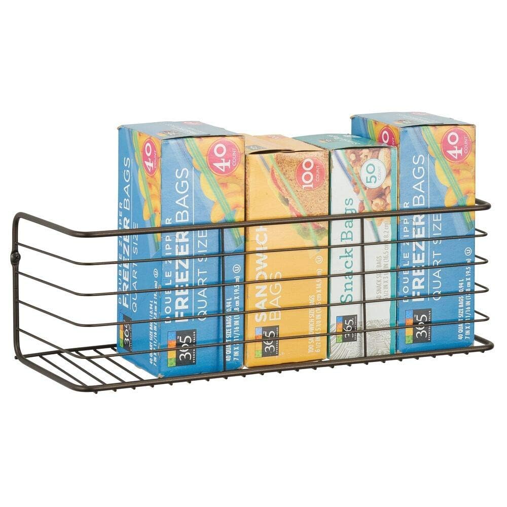 Multipurpose Iron Wall-Mounted Kitchen Shelves Spice Rack - Medium Size 16x5.5x5.5 Inches - Black Spice Holder & Bottle Organizer - Perfect for Kitchen, Bathroom, Garage Storage & Organization