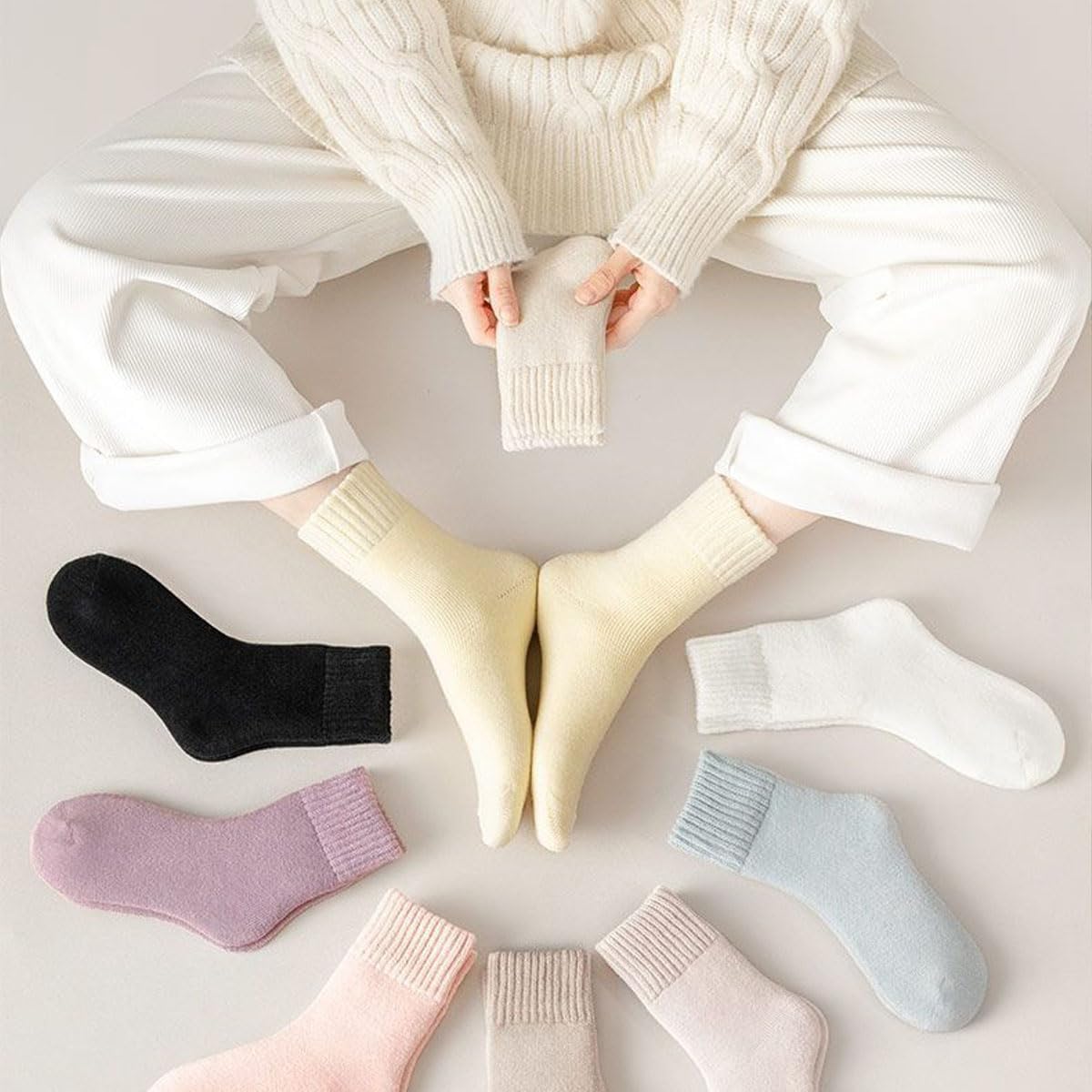 3 Pairs Women's Winter Wool Socks - Fleece Lined Thick Warm Thermal Socks for Cold Weather - Perfect for Hiking, Skiing & Indoor Comfort