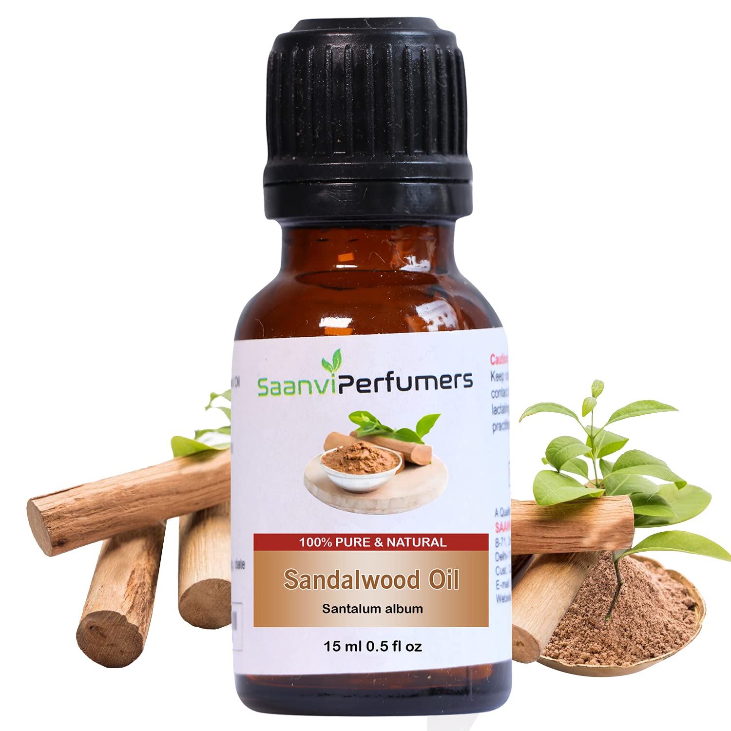 Sandalwood Essential Oil 15ml - Pure & Natural for Skin, Hair & Aromatherapy | Healthy Face Care, Relaxing Massage, DIY Soaps & Candles | Saanvi Perfumers Premium Quality Oil for Spa, Meditation & Home Fragrance
