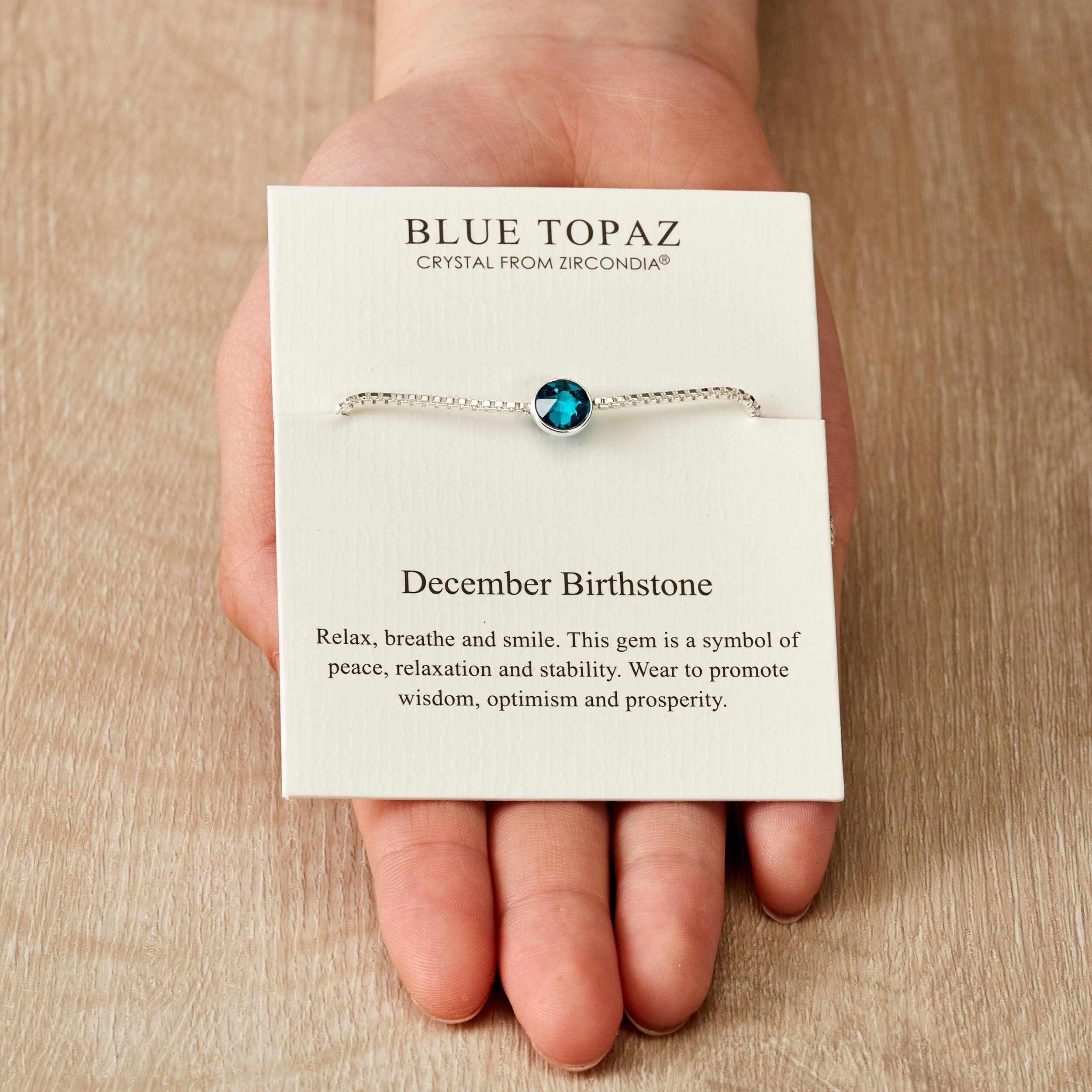 Blue Topaz Birthstone Bracelet with Zircondia® Crystals for December Gifts