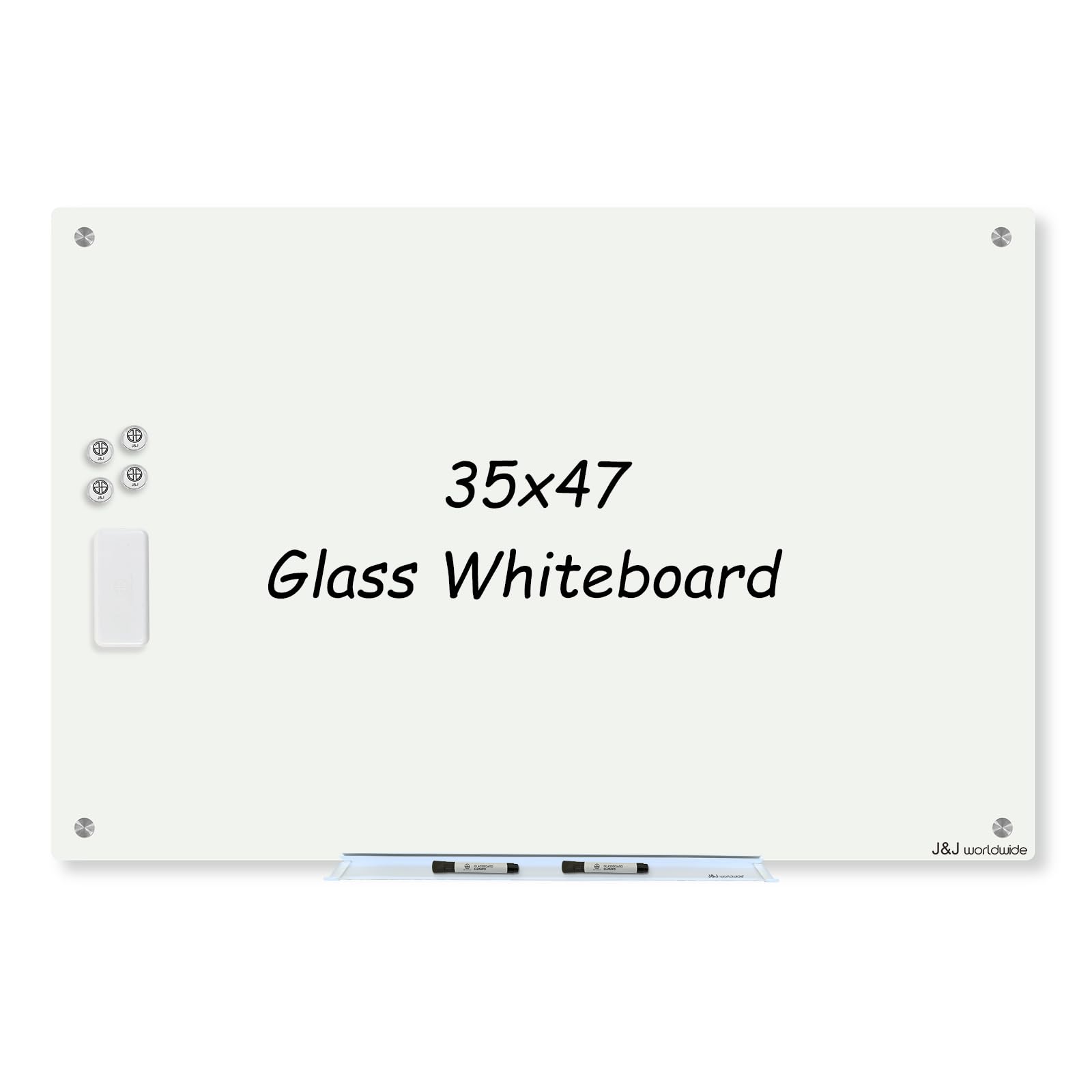 Premium 4' x 3' Magnetic Glass Dry Erase Board - Frameless Whiteboard with Smooth Writing Surface - Includes Magnets, Markers & Eraser - Perfect for Home Office, Classroom & Homeschooling Supplies - Great for Presentations, Brainstorming & Daily Organization