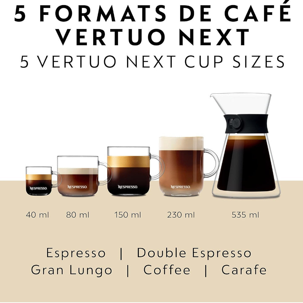 Original Coffee Maker NESPRESSO Vertuo Next Chrome ENV120 - Perfect for Home, Office & Gifting - Brews Espresso & Coffee with One-Touch Convenience