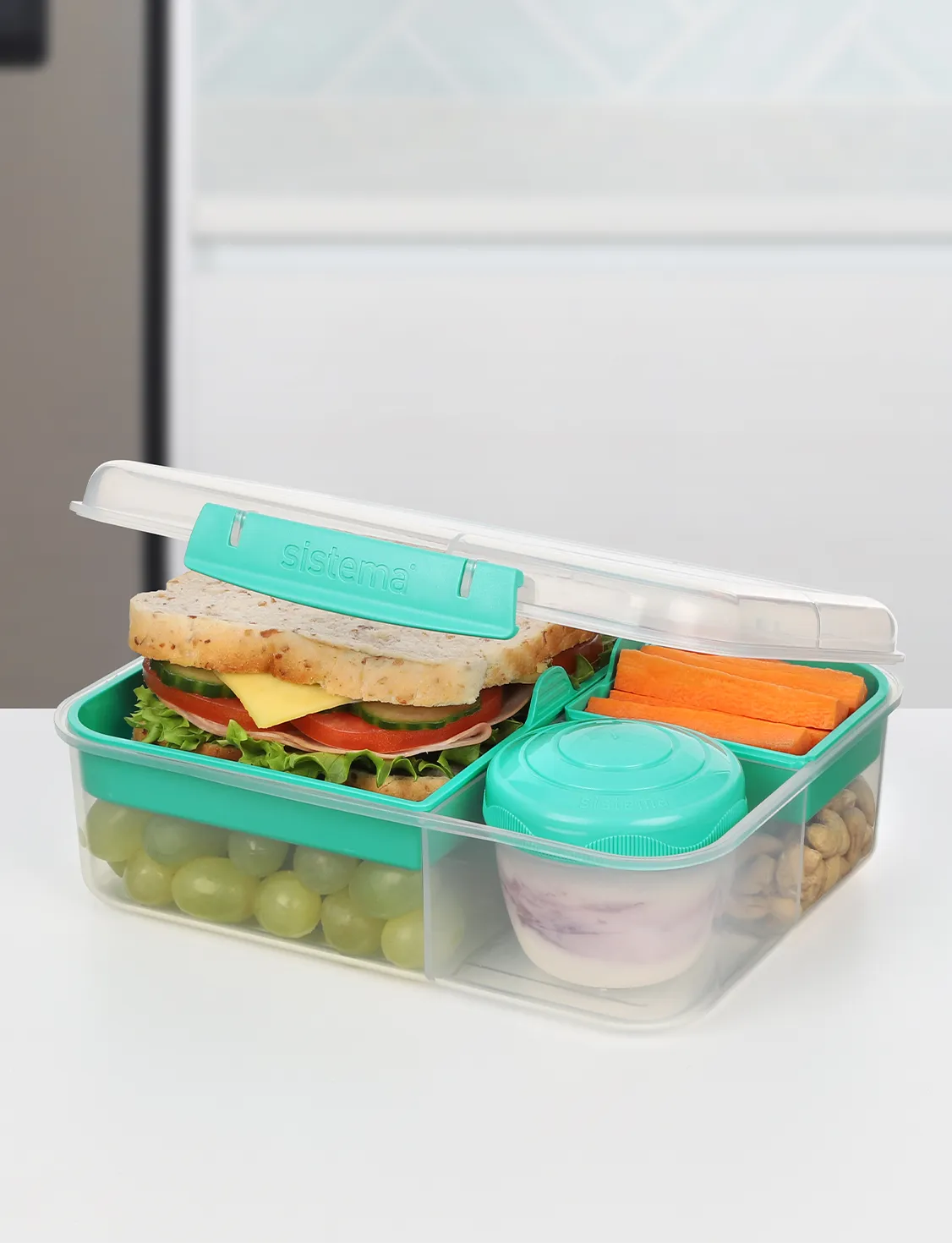 1.65L Bento Lunch Box with Yogurt Container - Insulated Food Storage for Work, School & Picnics | Leak-Proof Meal Prep Container | Teal Color