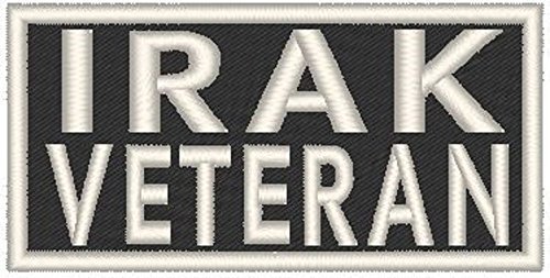 Iraq Veteran Iron-on Patch for Biker Jackets - White Merrow Border - Military Apparel & Motorcycle Gear for Veterans & Supporters
