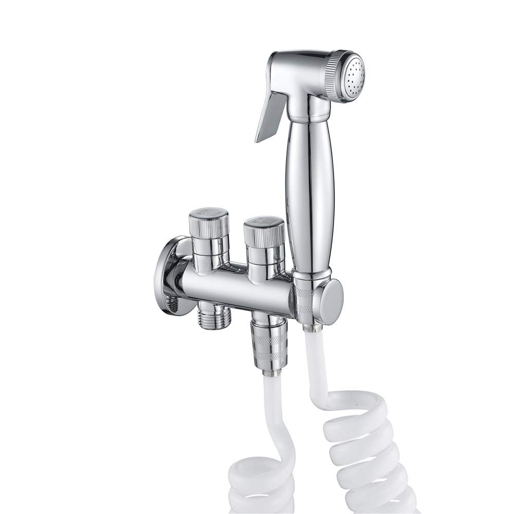 Premium Handheld Bidet Sprayer with Copper Valve - Adjustable Shower Head, Hose & Wall Mount for Toilet & Bathroom - Perfect for Hygienic Cleaning, Baby Care & Pet Washing (Size C)