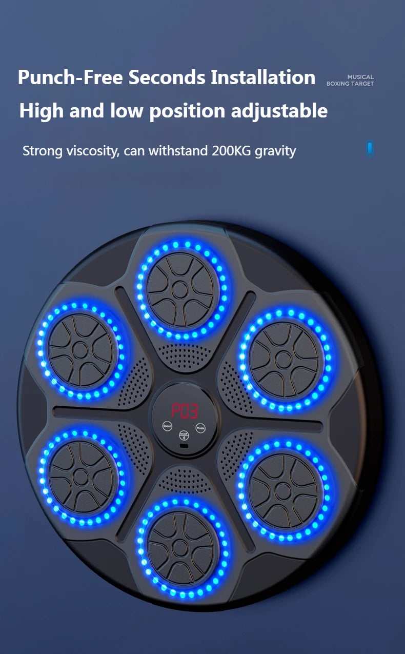 Smart Bluetooth Wall Mounted Music Boxing Trainer - Electronic Punching Bag for Home Gym, Boxing Equipment with Music Sync & Target Practice | Perfect for Cardio, Strength Training & Stress Relief