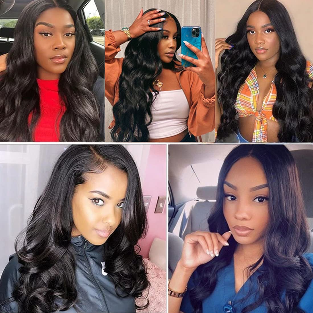 Clip-in Human Hair Extensions 1-Piece Water Wave Brazilian Body Wave 100% Unprocessed Natural Black Hair (20 Inch) - 8-Piece Set with 18 Clips (135g) for Volume & Length - Perfect for Parties, Weddings & Daily Styling