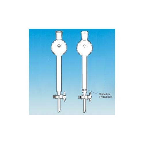 5907-45 Series Chromatography Column with #3 Stopper Top - 500 mL Reservoir, Porosity B Filter Disc, 50 mm ID, 30cm Length - Ideal for Laboratory Protein Purification & Chemical Separation