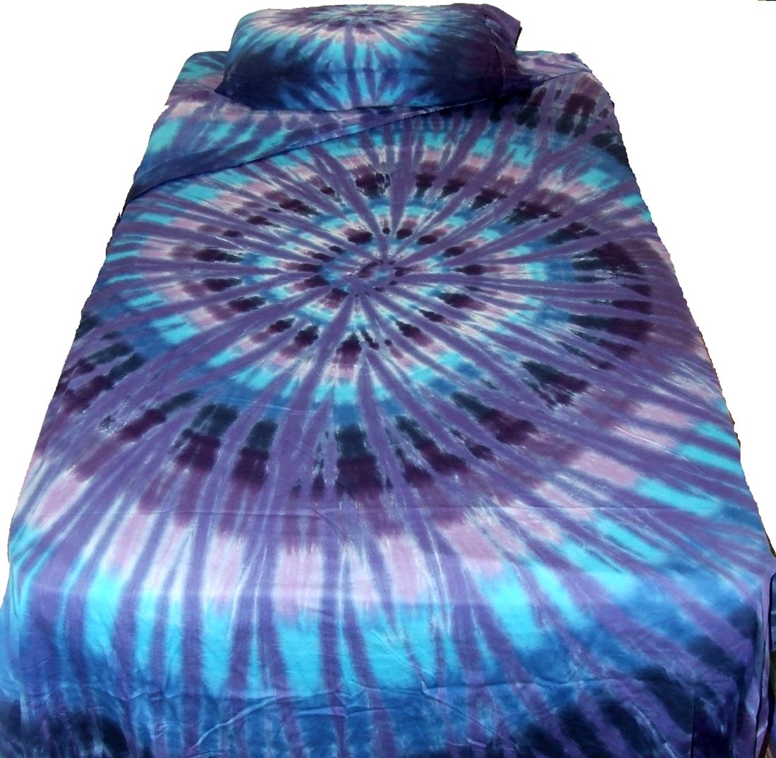 Twilight Cotton Blue Purple Tie Dye Bedding Set - Twin XL Size | Soft & Breathable Sheets for Dorm Rooms, Guest Beds & Teen Bedrooms