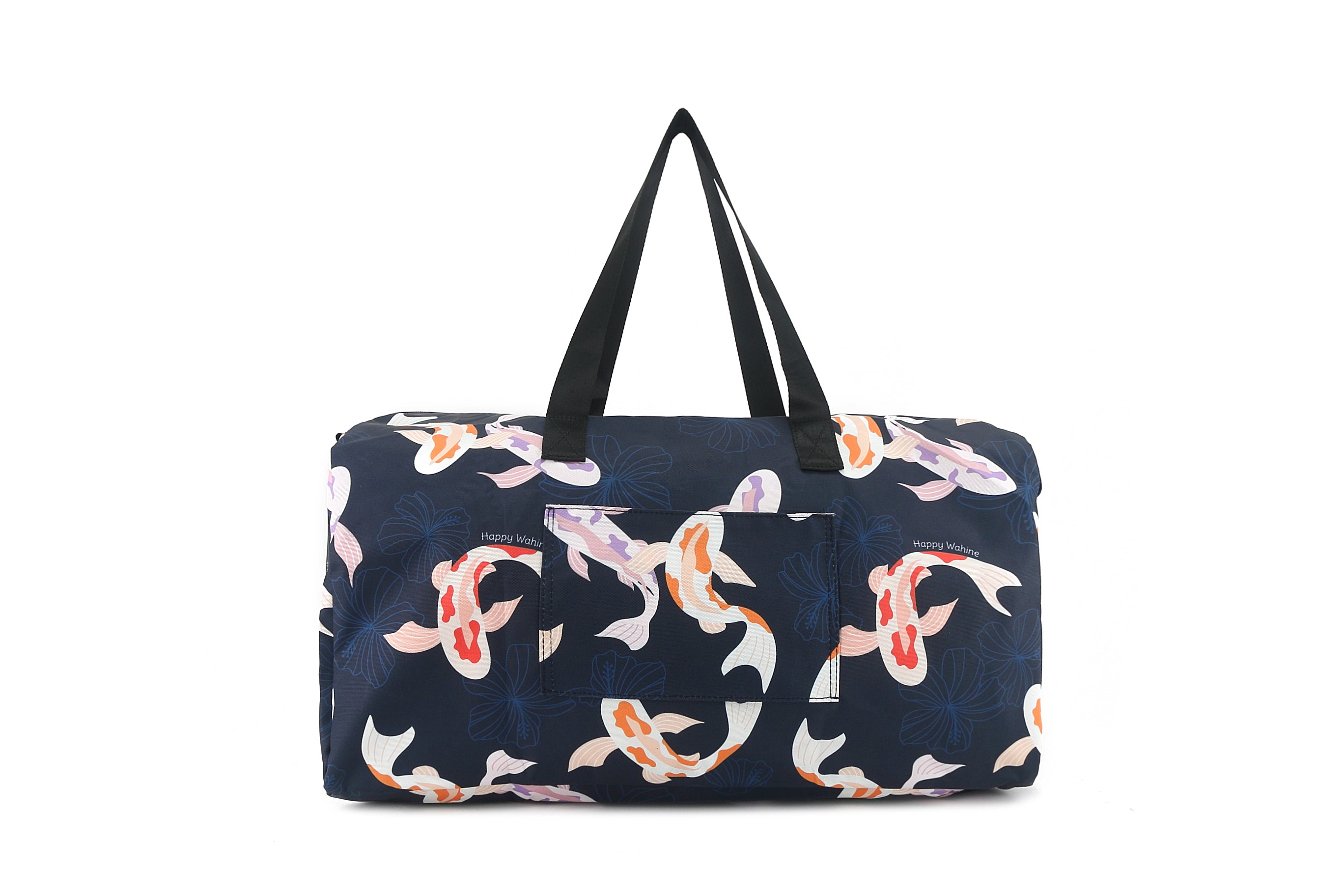 Stephanie Koi Navy Duffle Bag - Waterproof Travel Duffel for Gym, Sports & Weekend Getaways