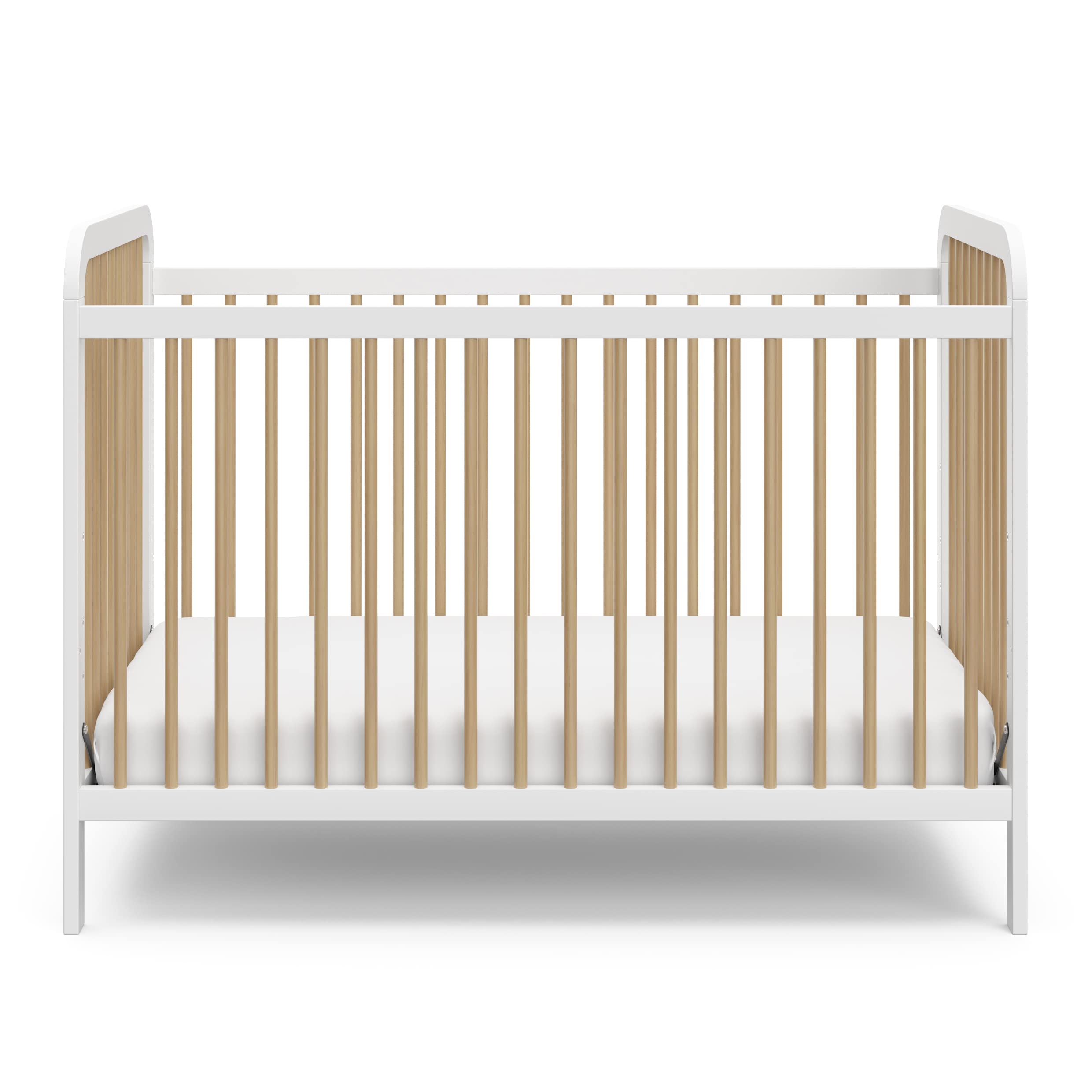 Storkcraft Pasadena 3-in-1 Convertible Baby Crib - GREENGUARD Gold Certified, White with Driftwood Finish | Converts to Daybed & Toddler Bed | Adjustable Mattress Height | Fits Standard Full-Size Crib Mattress | Perfect for Nursery, Bedroom & Daycare Use