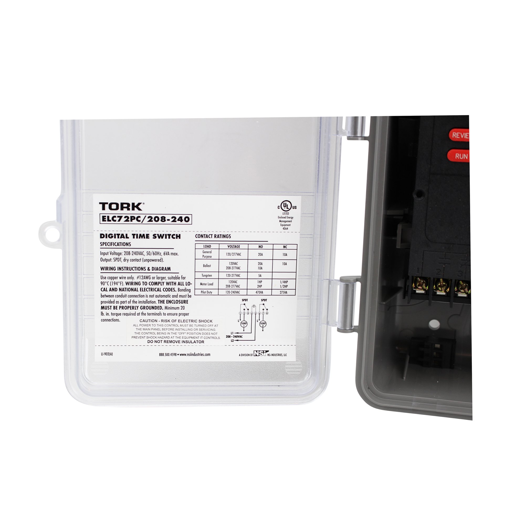 ELC Series Energy & Lighting Control Zone Timer Switch - 208-240V AC, 2-Channel SPDT Output - Perfect for Commercial Buildings, Warehouses & Outdoor Lighting Automation