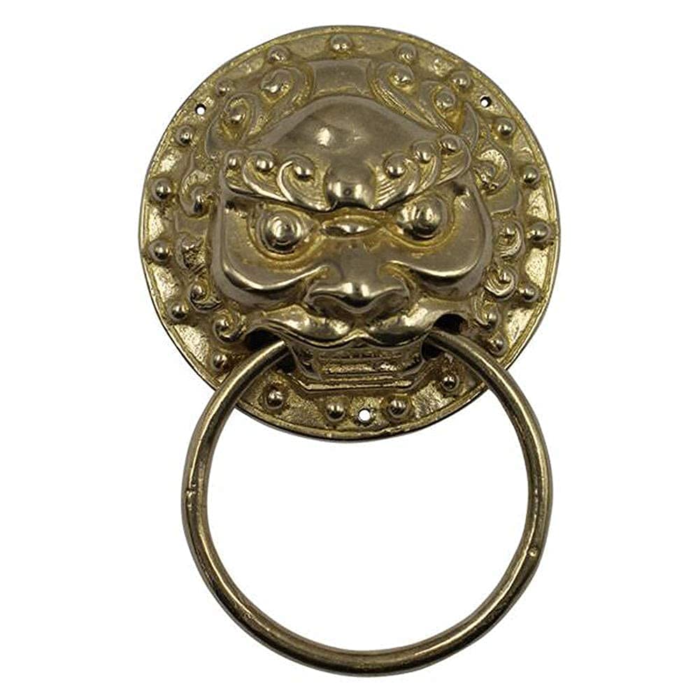 Vintage Lion Head Door Knocker - Antique Golden 9cm for Front Door & Gate Decor