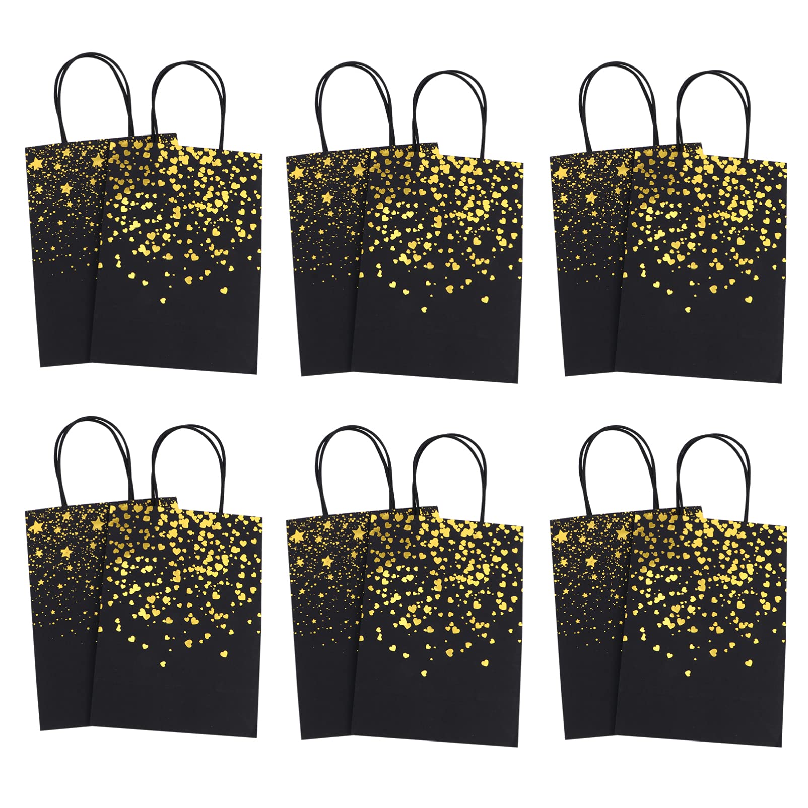 EXCEART 12 Pack Gold Kraft Paper Gift Bags with Handles - Elegant Dot Design Party Favors Bags for Birthday, Wedding, Baby Shower & Holiday Celebrations