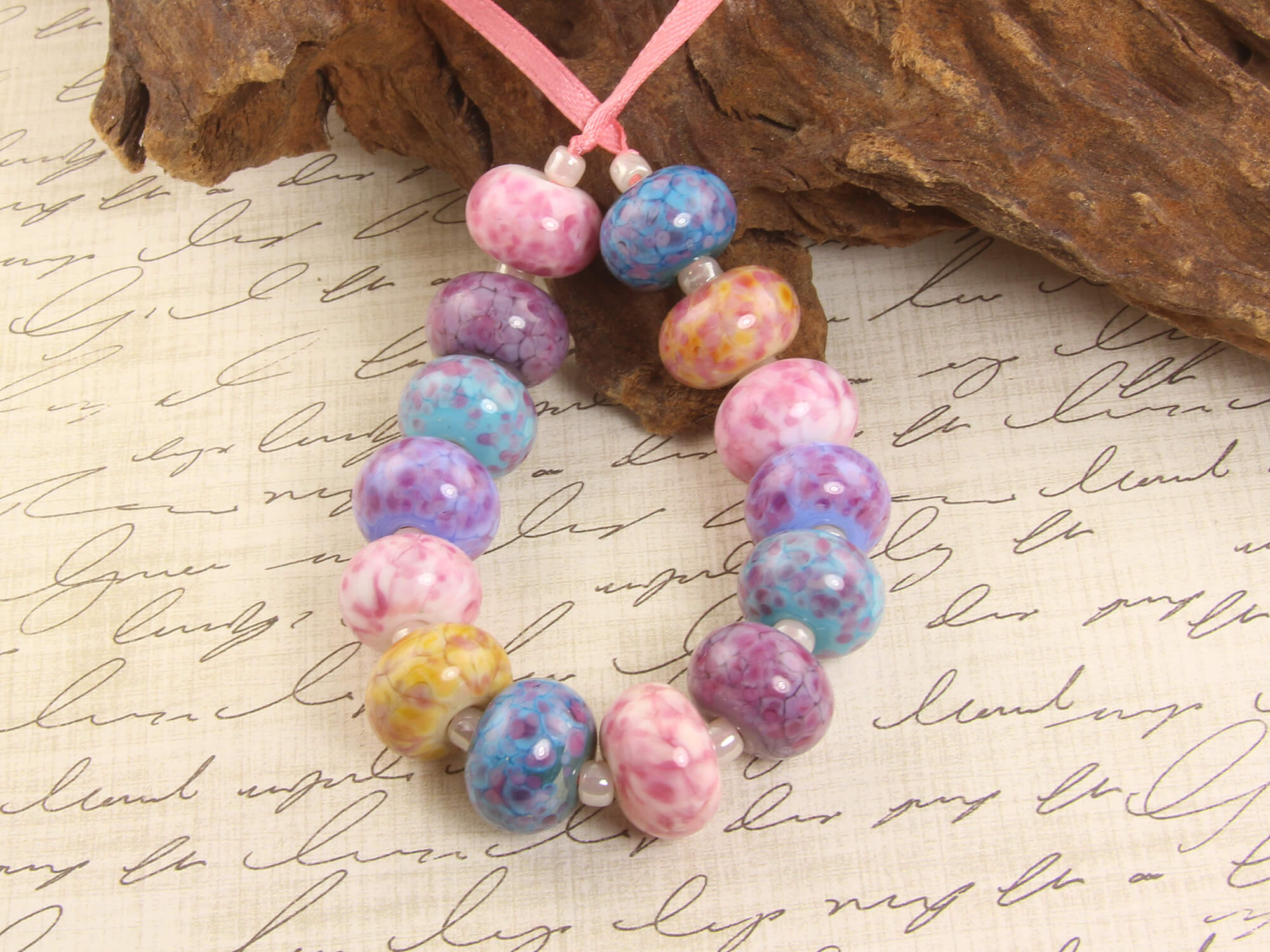 Handmade Candy Pink Lampwork Glass Beads Set - 50pcs for Jewelry Making, DIY Crafts, Bracelets & Necklaces - Perfect for Beading Projects, Gift Giving & Home Decor