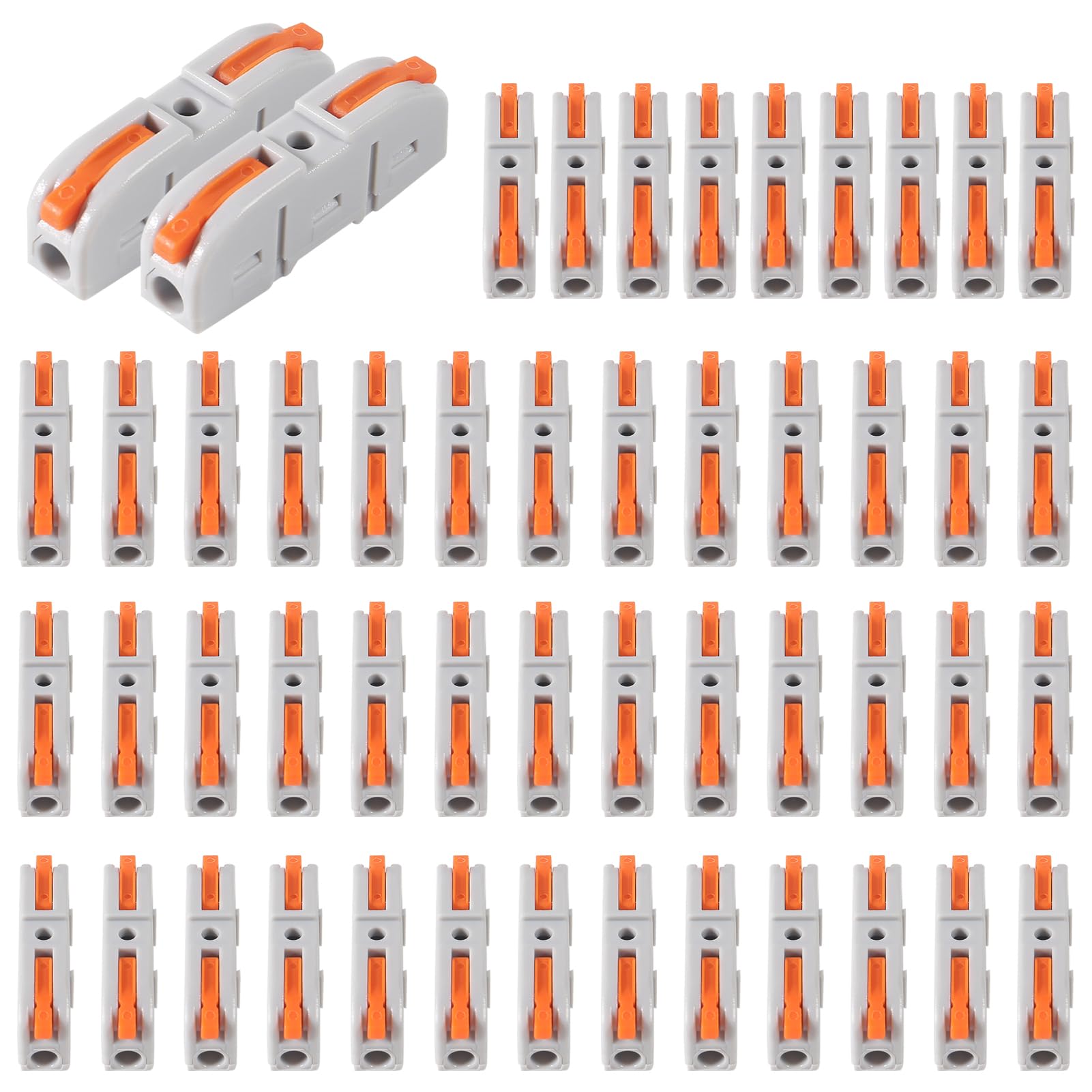 50PCS Lever Wire Connectors - 1 to 1 Inline Assemblable Electrical Connectors for 24-12 AWG Wires | Secure Circuit Splices for Home Wiring, DIY Projects & Automotive Repairs | Easy-to-Use Wire Terminals for Reliable Electrical Connections