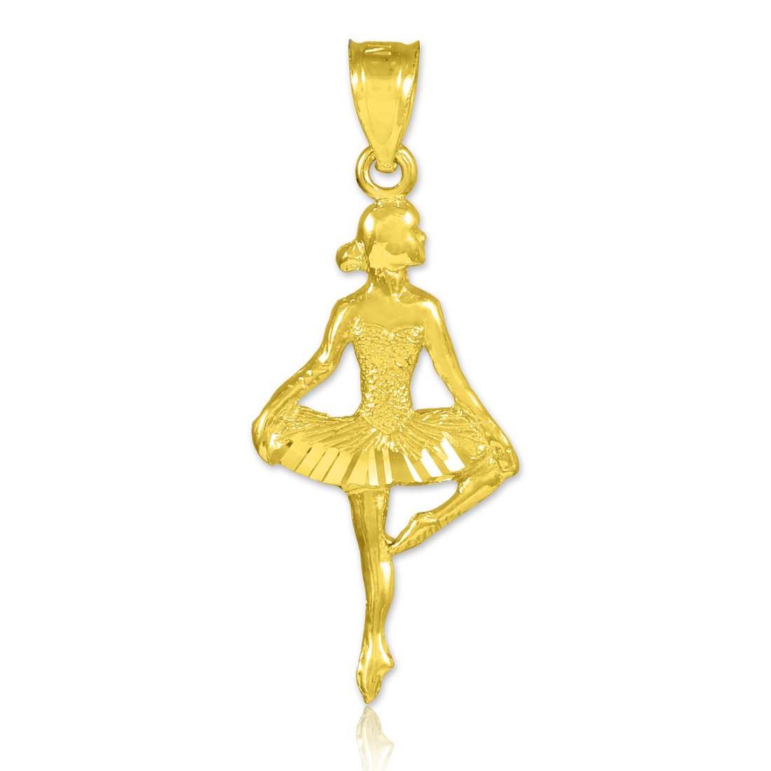 10K Yellow Gold Ballet Dancer Charm Pendant Necklace for Women - Elegant Ballet Jewelry Gift for Dancers, Ballerinas & Dance Lovers - Perfect for Performances, Recitals & Special Occasions