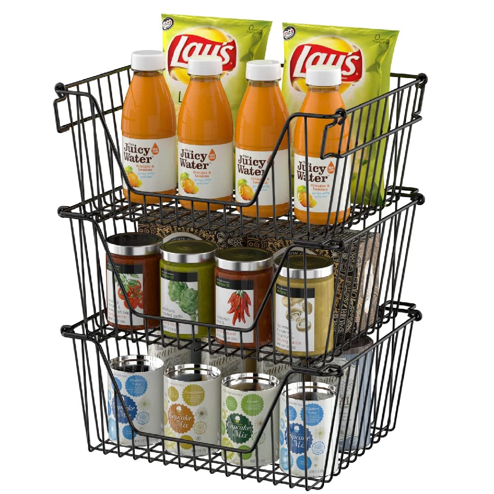Farmhouse Stackable Wire Storage Baskets with Handles - 14