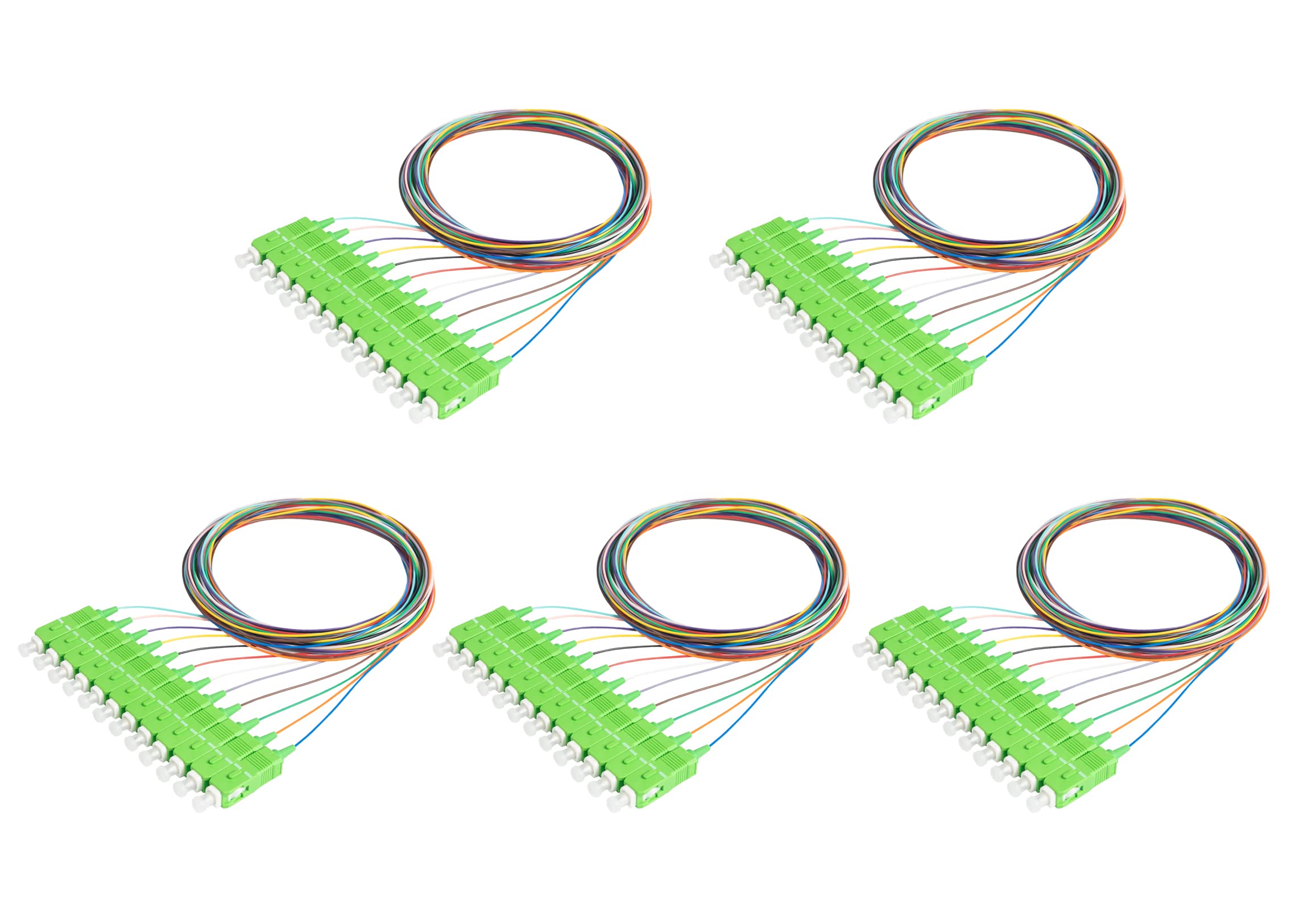 SpeedyFiberTX - 12 Fiber 900um SC/A Pigtail (5 Pack) - Corning SMF-28 Singlemode 9/125um OS1/OS2 Compatible Optical Fiber - 3 Meter (9.84 Feet) - Ideal for Data Centers, Telecom Networks & FTTH Installations