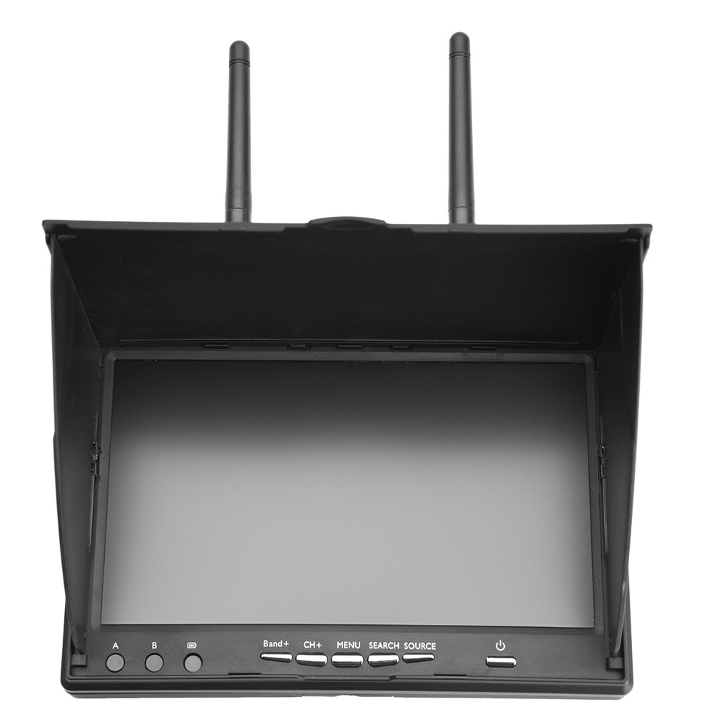 7 Inch FPV Monitor with 800x480 LCD Screen, 5.8GHz 40 Channels Dual Receiver for Drone Racing - Auto Antenna Switching, Ideal for FPV Drones, Quadcopters and RC Aircraft Flying