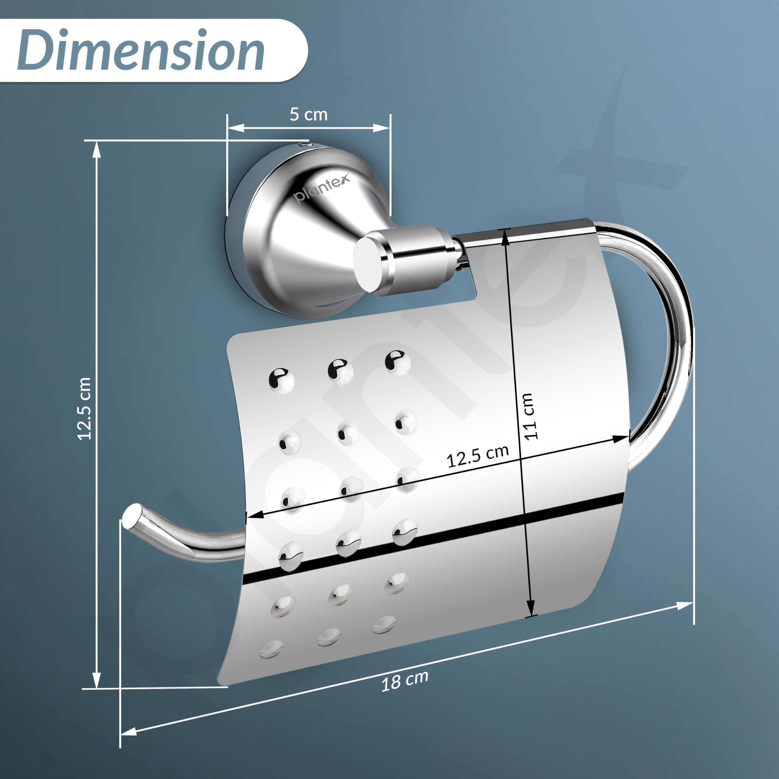 Plantex 304 Stainless Steel Toilet Paper Holder - Chrome Bathroom Tissue Roll Mount for Modern Home & Commercial Restrooms - Rustproof & Durable Bath Accessory