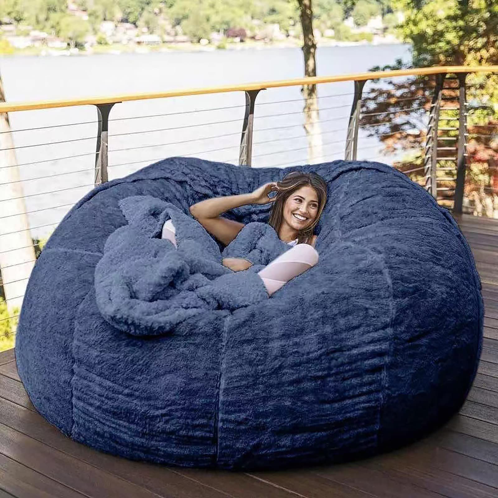Large Microsuede Bean Bag Chair Cover - Plush Toy Storage Bag & Sofa Bed with Foam Filling - Breathable Comfortable Furniture for Adults (Perfect for Living Rooms, Game Rooms & Dorm Decor)