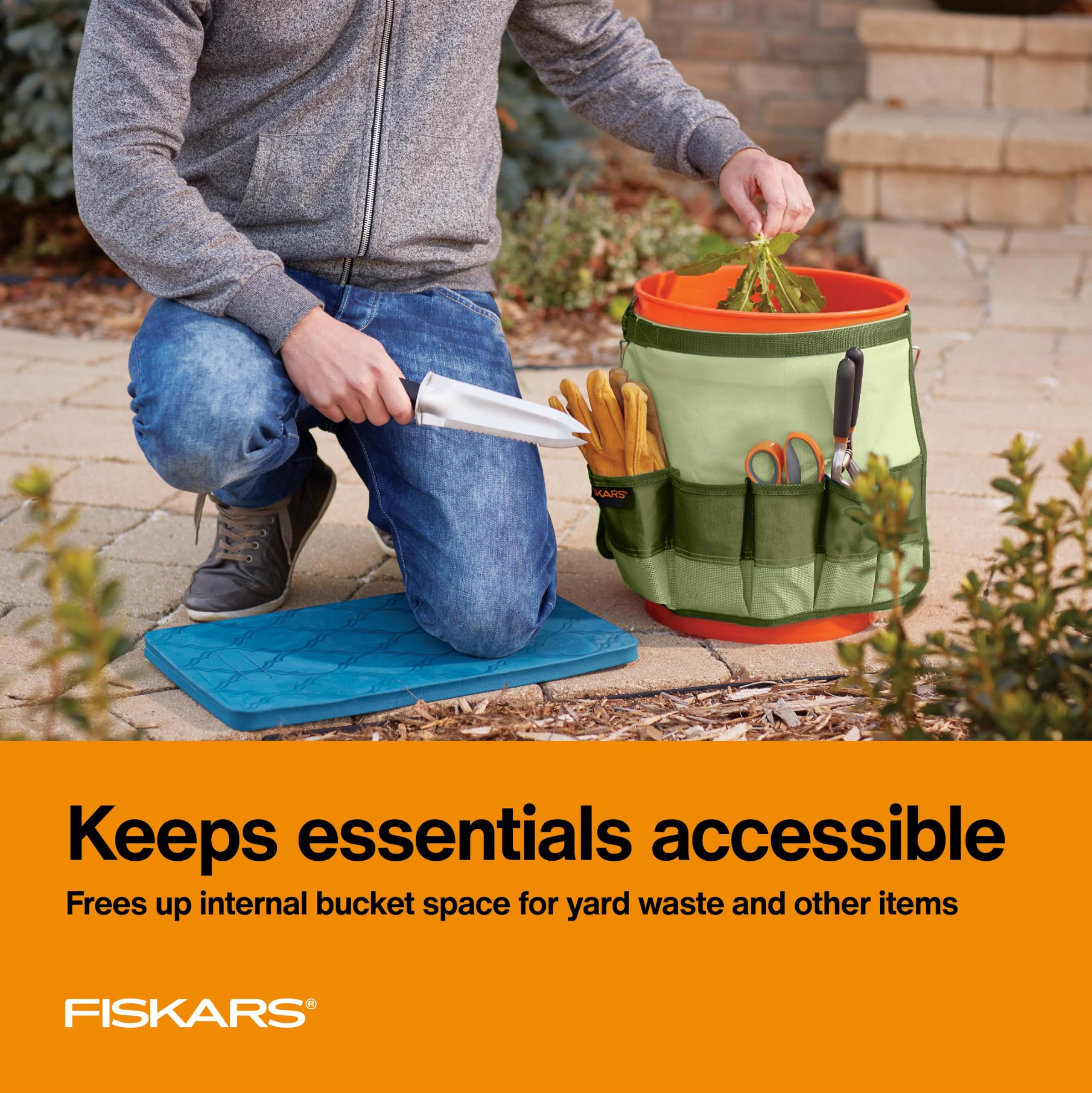 Fiskars 5 Gallon Garden Tool Bucket Caddy - Heavy Duty Organizer for Gardening Tools (Bucket & Tools Not Included) | Perfect for Outdoor Yard Work, Landscaping & Garden Storage