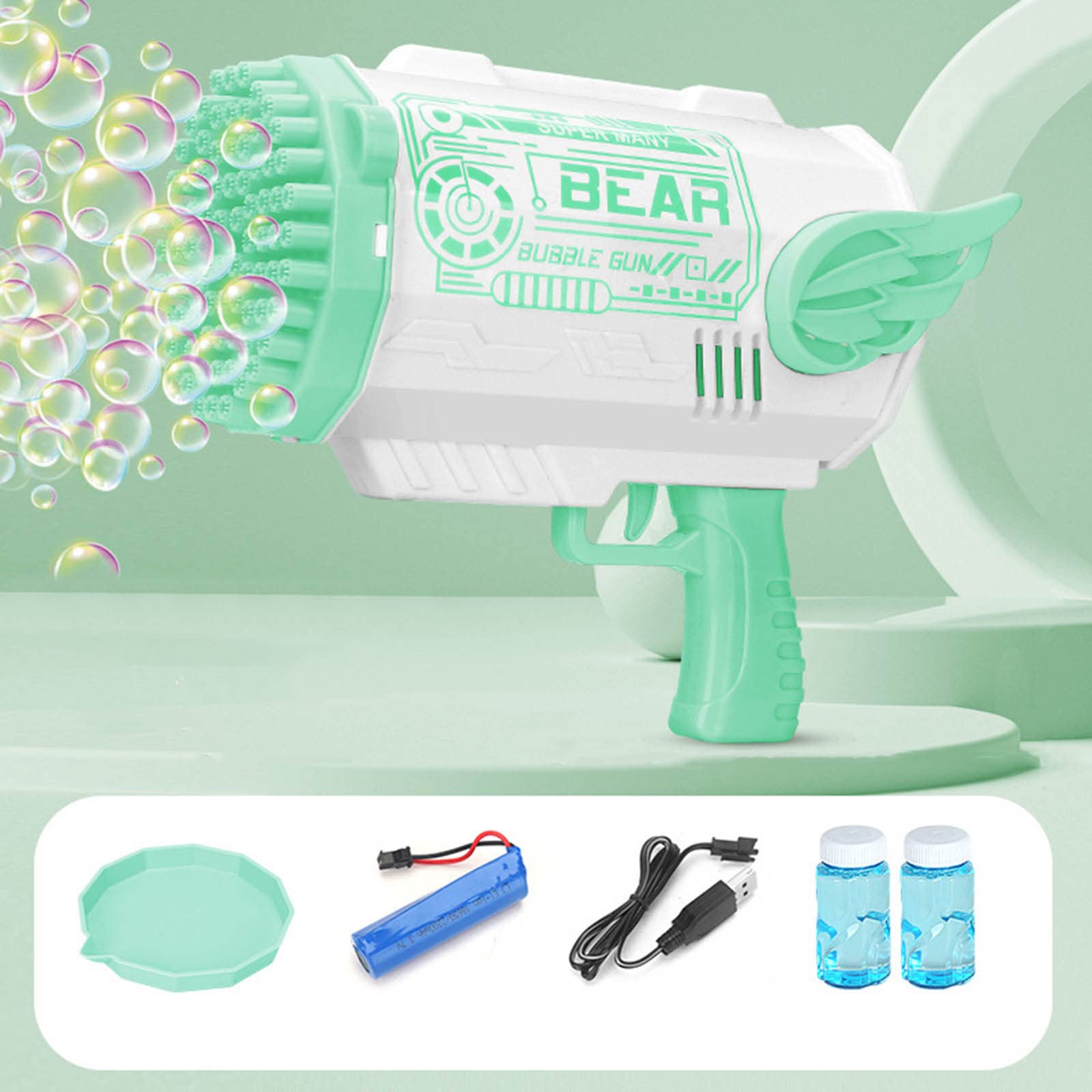 Electric Bubble Machine Gun for Kids - 80 Hole Bubble Blaster with 100ml Tank, Outdoor Bubble Toys for Weddings, Parties & Playtime | Handheld Bubble Maker for Children's Educational Fun