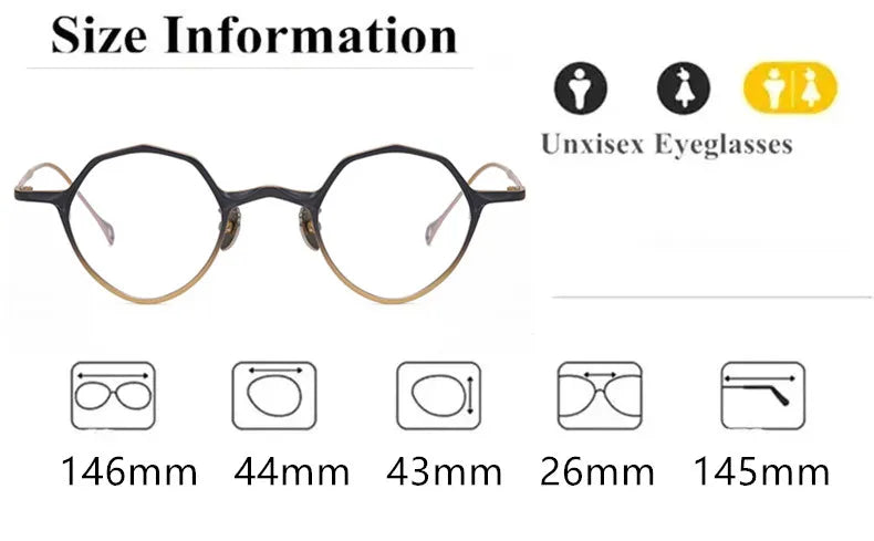 Aimee Unisex Full Rim Polygon Round Titanium Eyeglasses 5973 - Lightweight Durable Frame for Men & Women - Perfect for Reading, Work, and Everyday Fashion