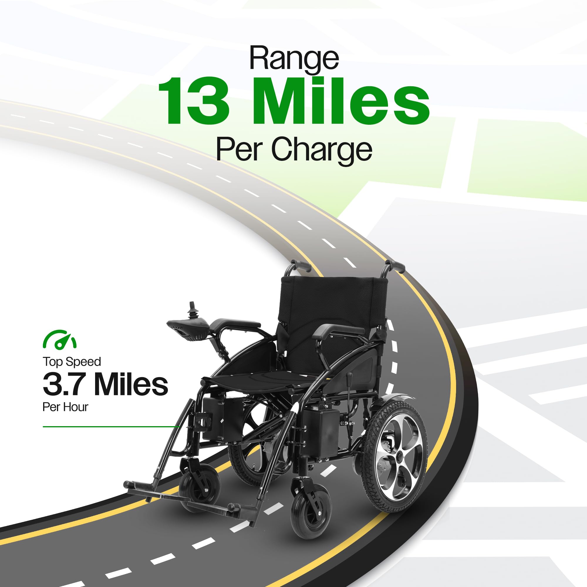 Culver Artemis Heavy Duty All-Terrain Electric Wheelchair for Adults & Seniors - 2xMotor Foldable Power Wheelchair (Black) - Ideal for Outdoor Adventures, Travel & Daily Mobility