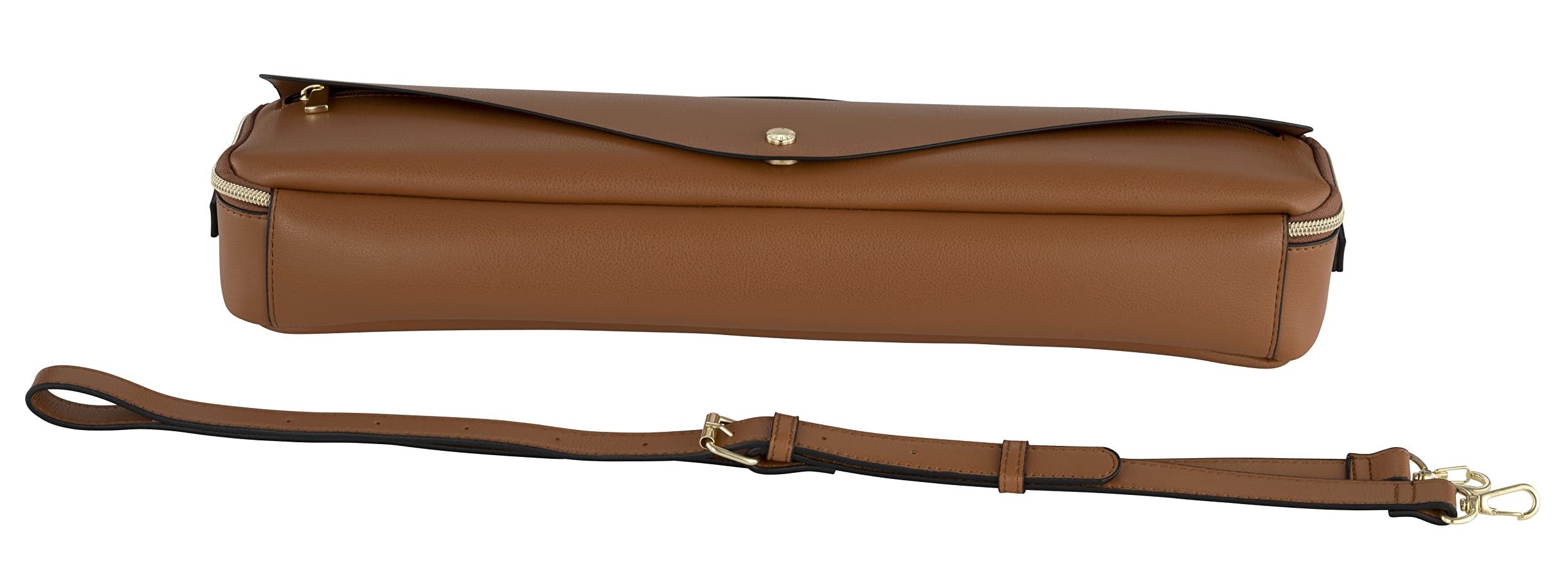 Premium Synthetic Leather Pearl Flute Case Cover for B-Foot Flutes - Legato-Largo Style in Camel Color | Durable Protection for School, Band Practice & Professional Performances
