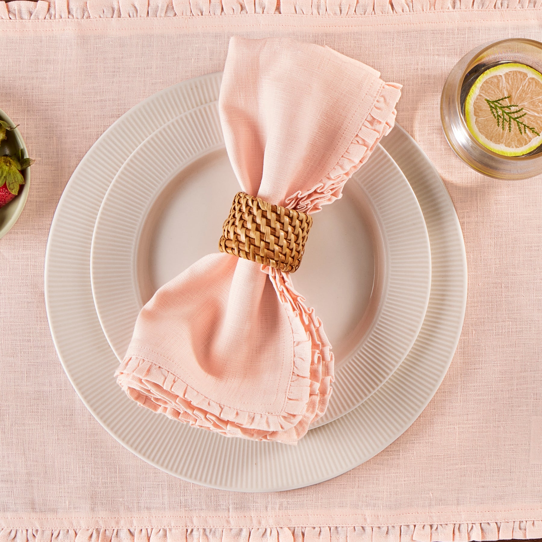 Juliette Ruffled Napkins - Set of 4 Premium Cotton Dinner Napkins for Formal Dining & Special Occasions