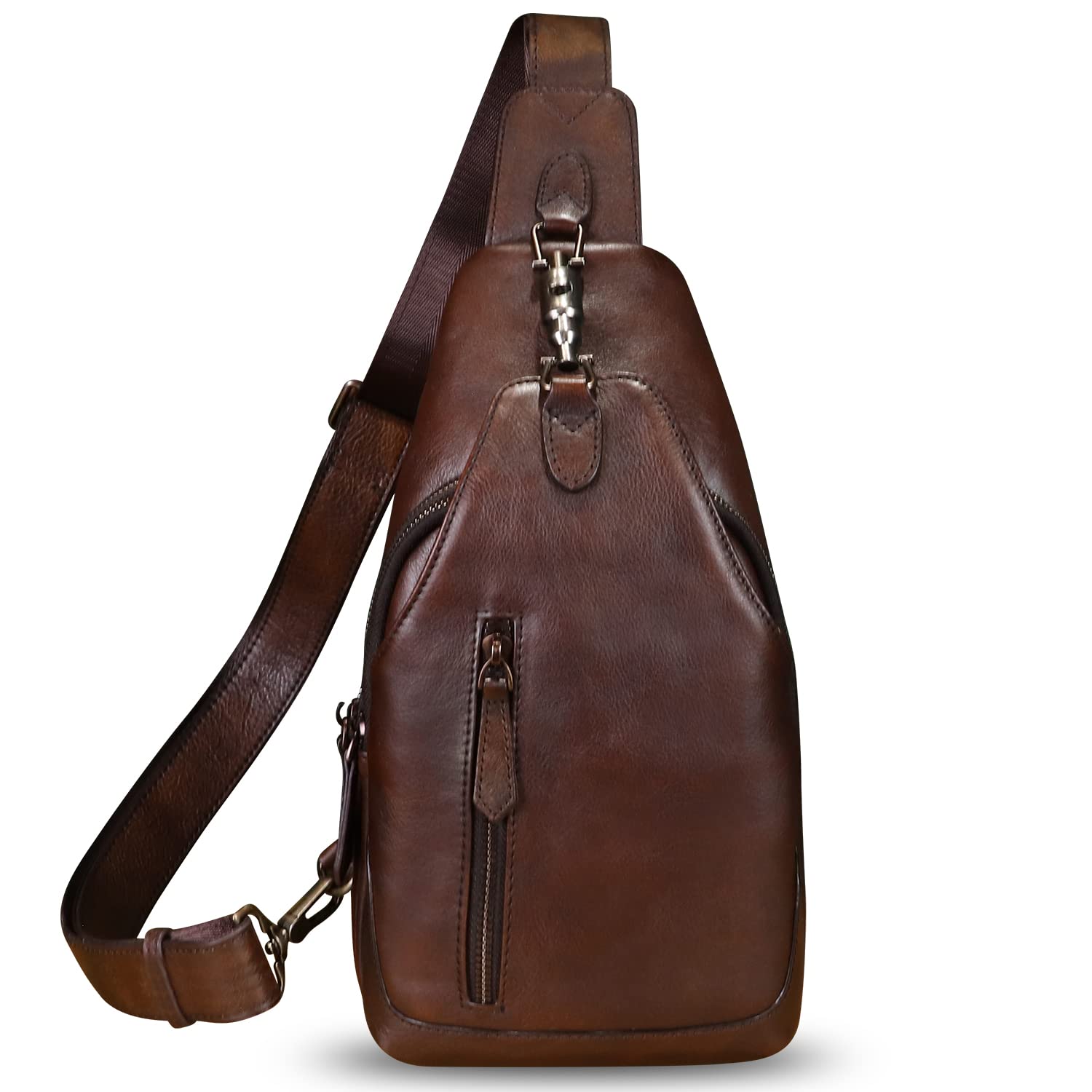 LRTO Genuine Leather Sling Bag for Men & Women - Real Leather Crossbody Shoulder Bag, Chest Bag & Sling Backpack Purse - Perfect for Travel, Work & Everyday Use