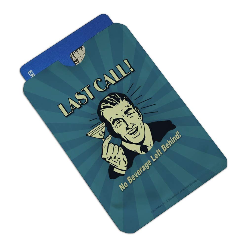 Funny RFID Blocking Credit Card Holder Set of 4 - 'No Beverage Left Behind' Humor Design - Protect Cards from Digital Theft - Perfect for Travel, Office & Night Out Accessories