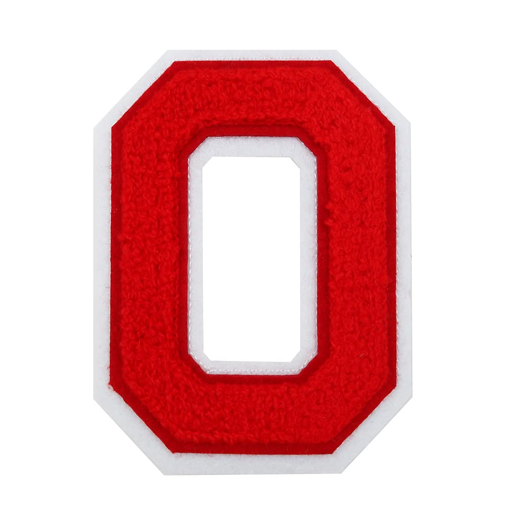 Varsity Letter Red Embroidered Chenille Letterman Iron On Patch - Premium Sew On or Iron On Applique for Jackets, Bags & DIY Crafts (Red-O)