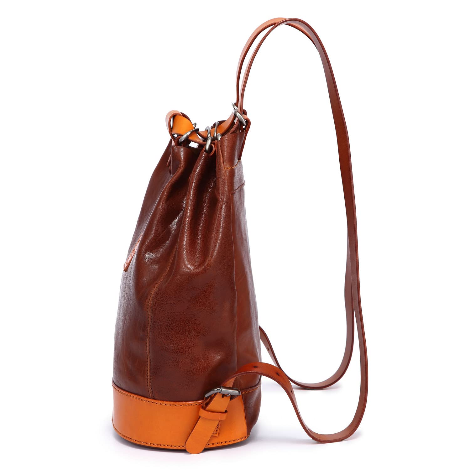 Genuine Leather Stars Align Bucket Backpack - Stylish Brown & Camel Crossbody Bag for Women | Perfect for Travel, Work & Everyday Use