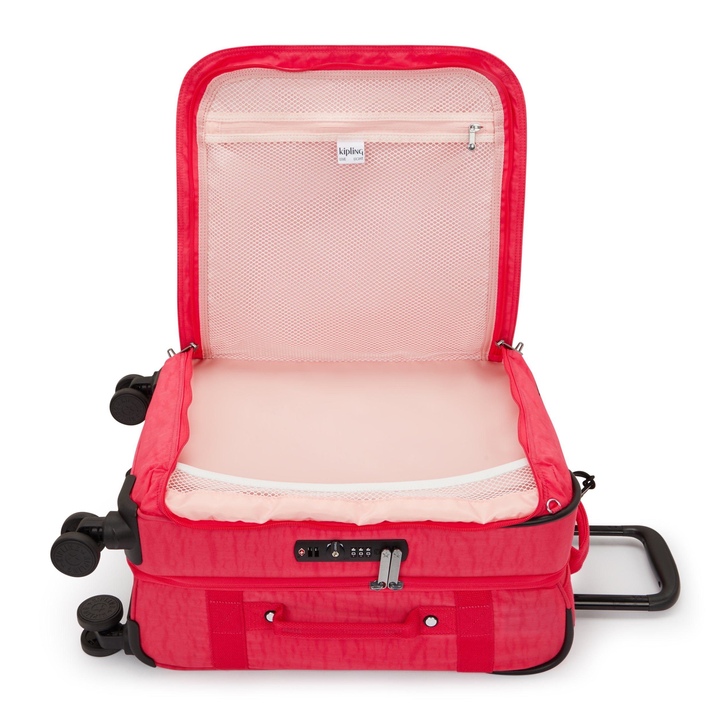 Kipling Spontaneous Small Rolling Luggage - Lightweight Carry-On Suitcase with 360° Wheels for Women, Resort Pink | Perfect for Business Travel, Weekend Getaways & Airplane Carry-On