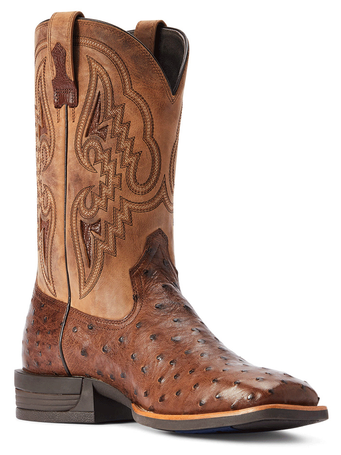 Ariat Men's Dagger Full Quill Ostrich Western Boots - Dark Tobacco Tan Leather Cowboy Boots for Riding, Country Fashion & Outdoor Events