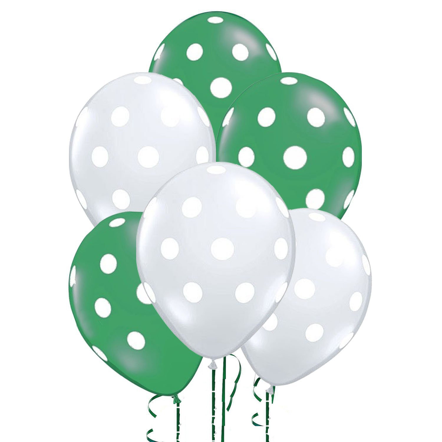 PMU Polka Dot Balloons - 11 Inch Multicolor Small Latex Balloons for Birthday Parties, Wedding Decorations, Christmas, Halloween, Baby Shower & Anniversary Celebrations - Crystal Clear & Emerald Green (Pack of 12) - Perfect for Indoor/Outdoor Party Decor & Photo Backdrops