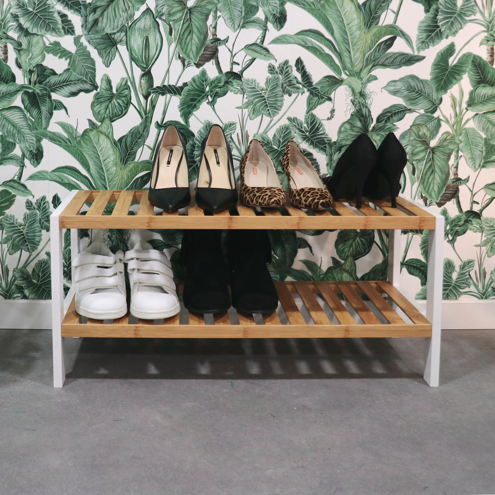 Sturdy Bamboo Shoe Bench with Storage - Modern Entryway Organizer for Shoes, Boots & Accessories - Perfect for Hallway, Mudroom or Bedroom Décor