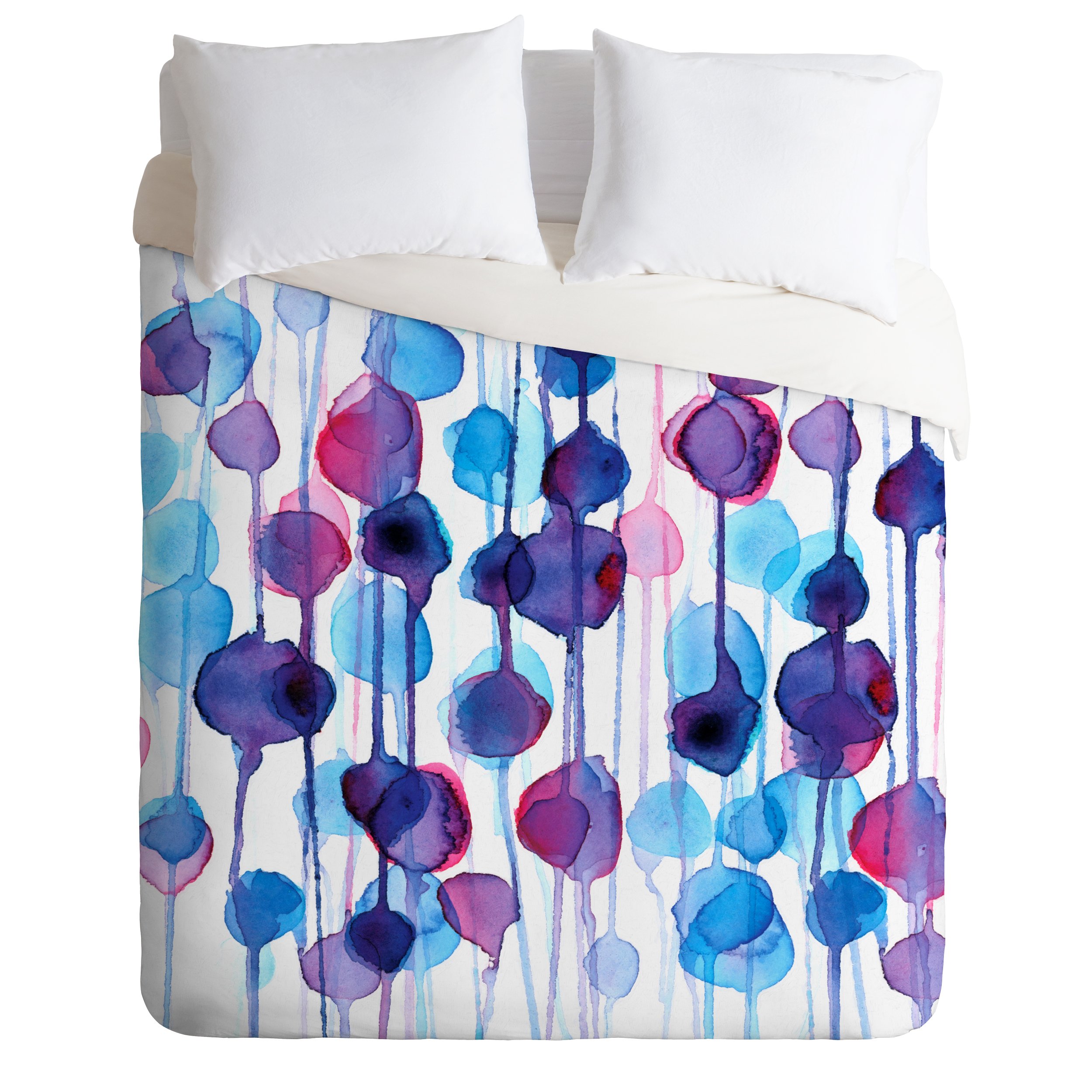 Deny Designs CMY Karen Abstract Watercolor Duvet Cover Set - Queen Size Bedding, Soft & Breathable Cotton Blend, Modern Boho Chic Style for Bedroom Decor | Perfect for Guest Rooms, Master Bedrooms & Dorm Essentials
